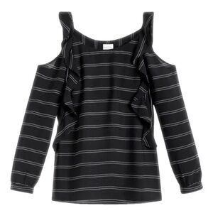 CHICOS Cold-Shoulder Top Blouse Shirt Black/white, Chicos Sz 3